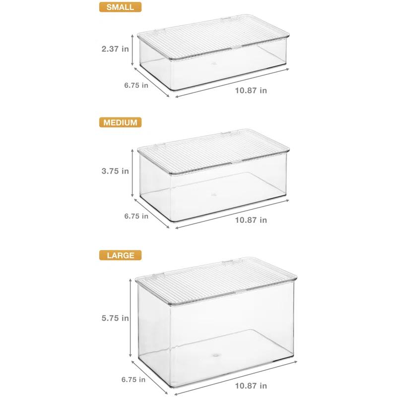 Sorbus Variety Clear Storage Bins For Pantry & Fridge With Hinged Lids, 3 Piece
