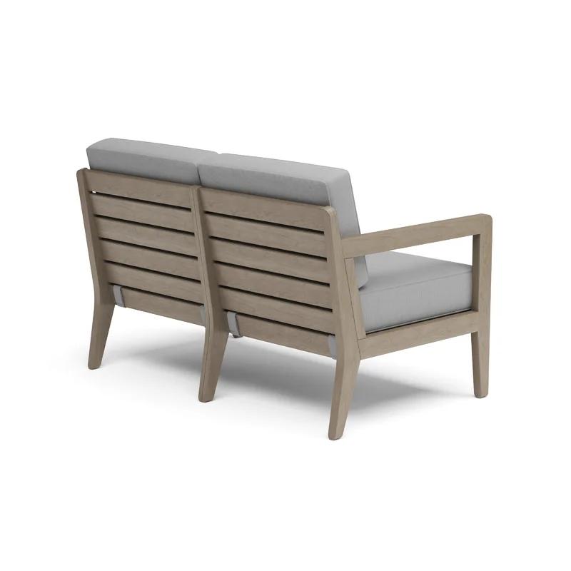 Gray Acacia Wood Outdoor Loveseat with Cushions