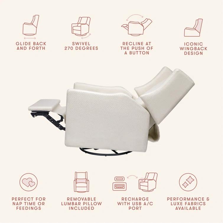 Babyletto Kiwi Cream Electronic Swivel Glider Power Recliner Nursery Chair