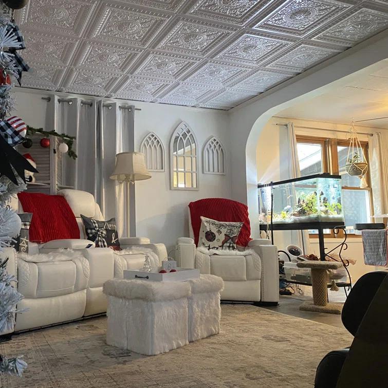 FromPlainToBeautifulInHours Economy La Scala Drop-In PVC Ceiling Tile (Set of 50)