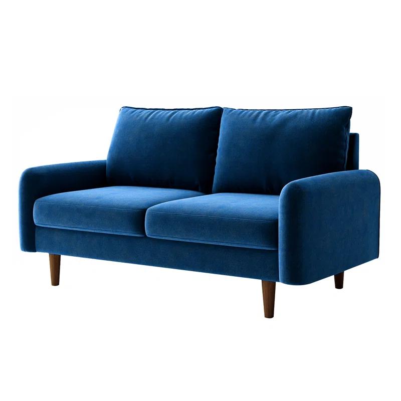 Everly Quinn Hasaam 56.3" Wide Velvet Round Arms Small Apartment Loveseat