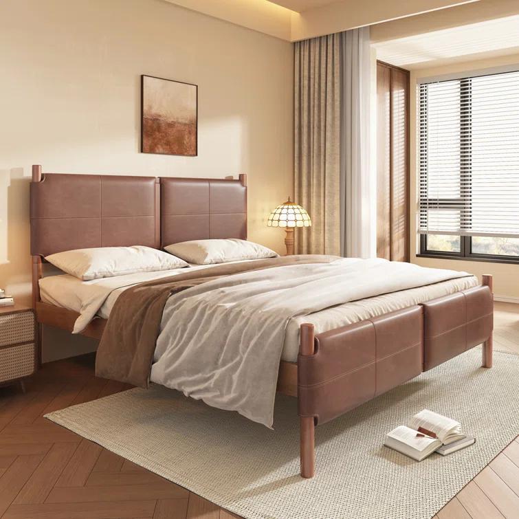 Christopher Knight Home Samson Queen Size Brown Leather Upholstered Platform Bed