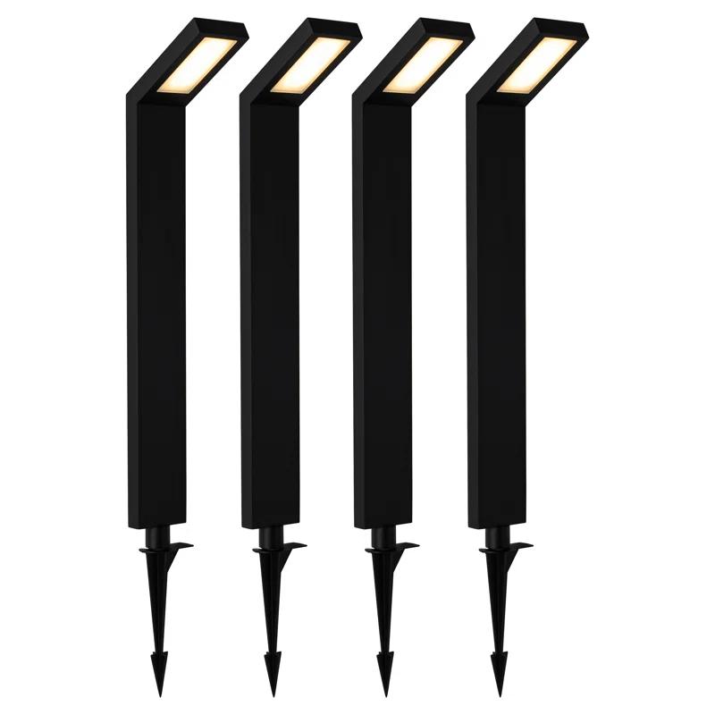 C Cattleya Low-voltage Black Aluminum Led Landscape Path Lights With Frosted Glass Shade(4-pack) (Set of 4)