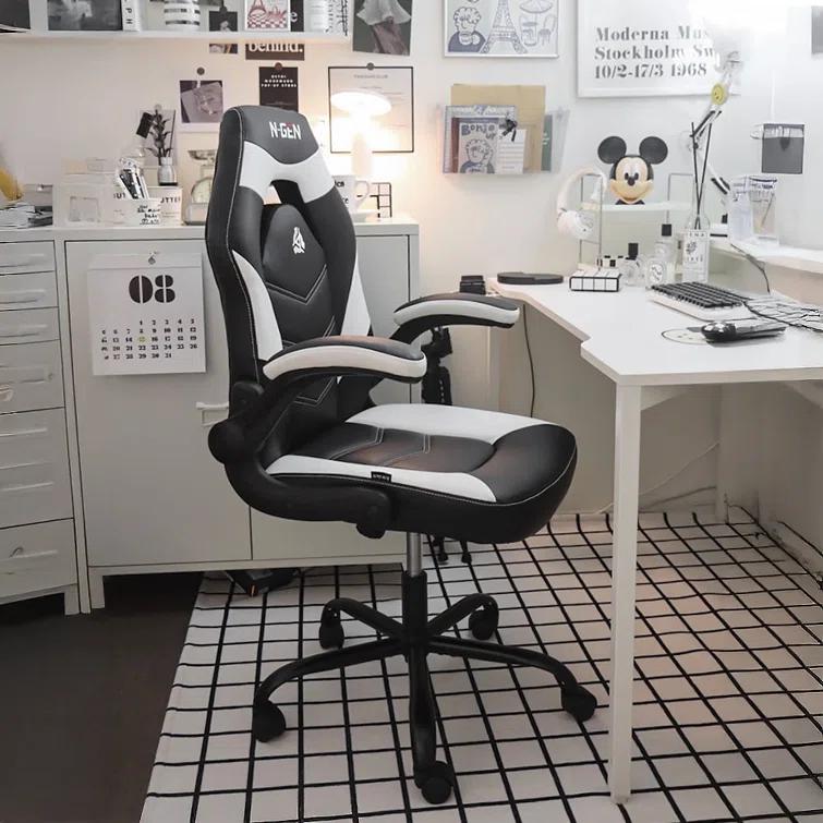 Neo Chair N-GEN Adjustable Ergonomic Faux Leather Swiveling PC & Racing Game Office Desk Chair with Flip-Up Arms