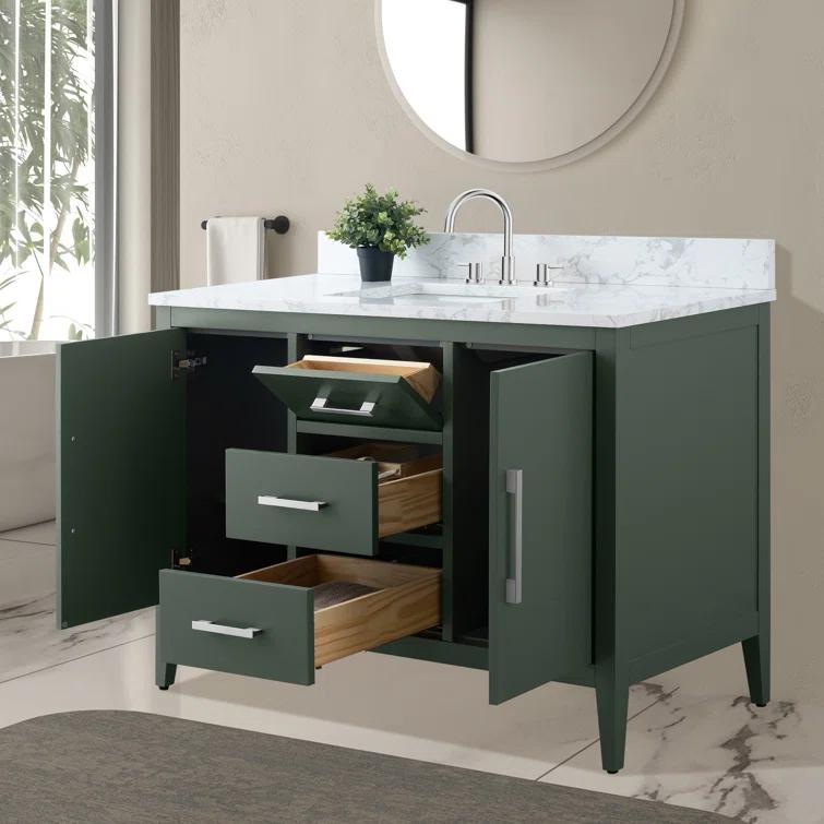 Vanity Art 48'' Single Bathroom Vanity with Engineered Marble Top