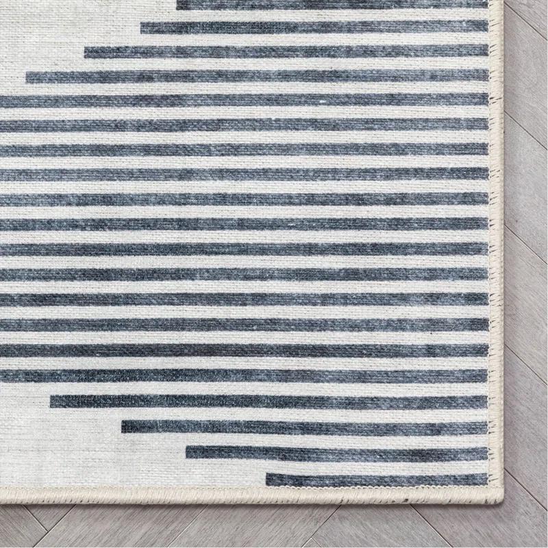Trinx Kehr Bree Moroccan Diamond Stripes Ivory Grey Area Flat-Weave Rug