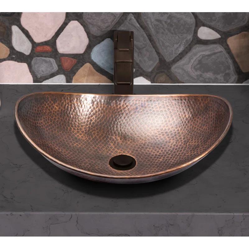 Pure Copper Hand Hammered Harbor Bathroom Vessel Sink 19"