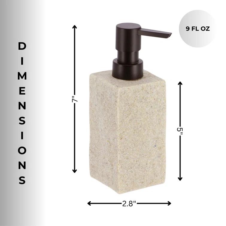 Evideco Stone Bath Square Resin Hand Soap & Lotion Dispenser