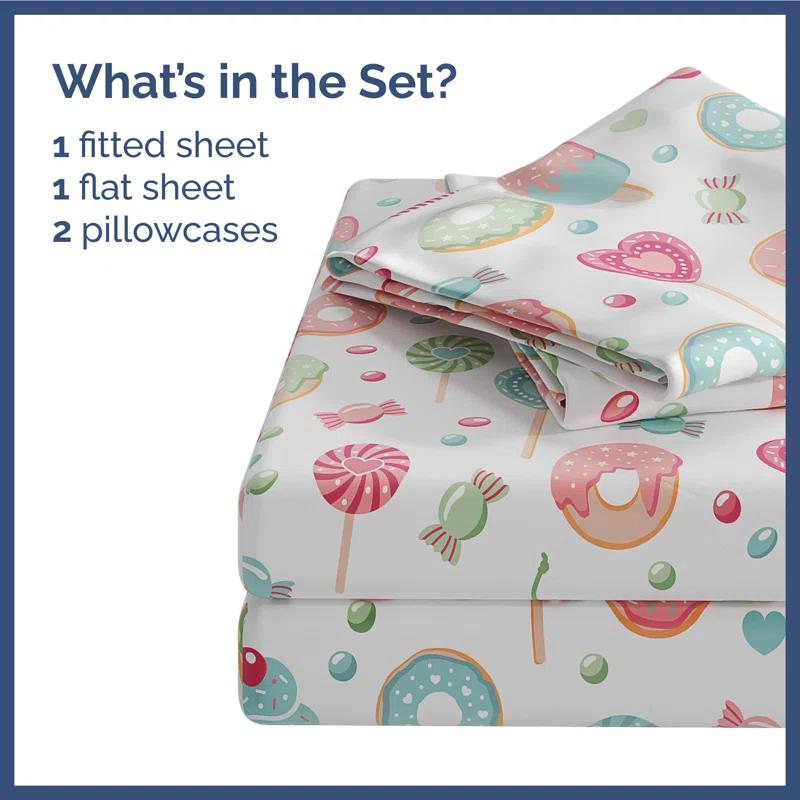 CGK Linens 4 Piece Kids Microfiber Sheet Set - Wrinkle Free - Cute, Cozy, Soft