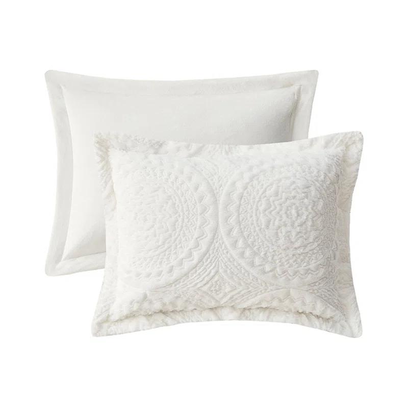Madison Park Arya Embroidered Medallion Faux Fur Ultra Plush Comforter Set