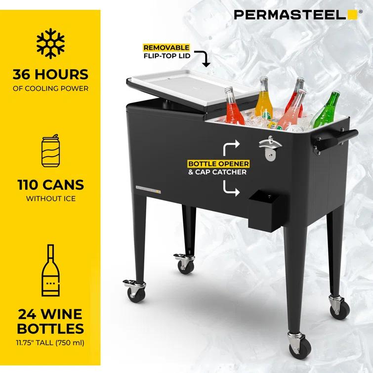 Permasteel 80-Qt Classic Outdoor Patio Cooler On Wheels