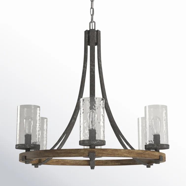 Steffens Iron & Textured Glass Chandelier (24"-48")