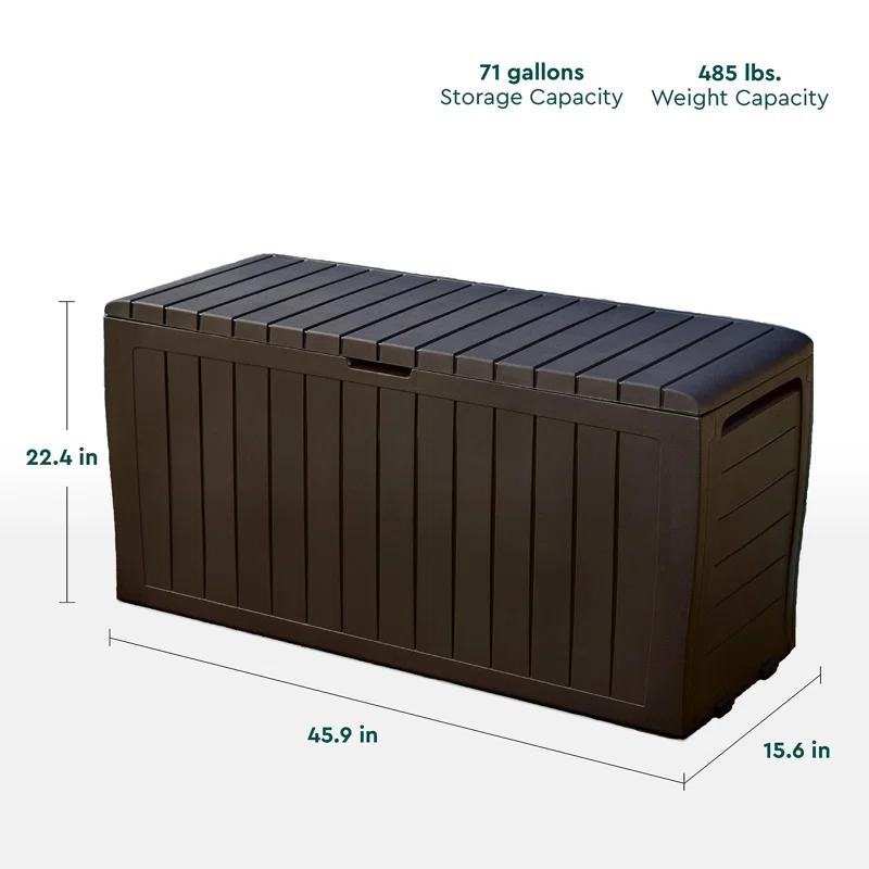 NATIONAL WINDOW 71 Gallon Resin Outdoor Storage Box For Patio Storage Mats, Throw Pillows, Garden Tools And Pool Floats