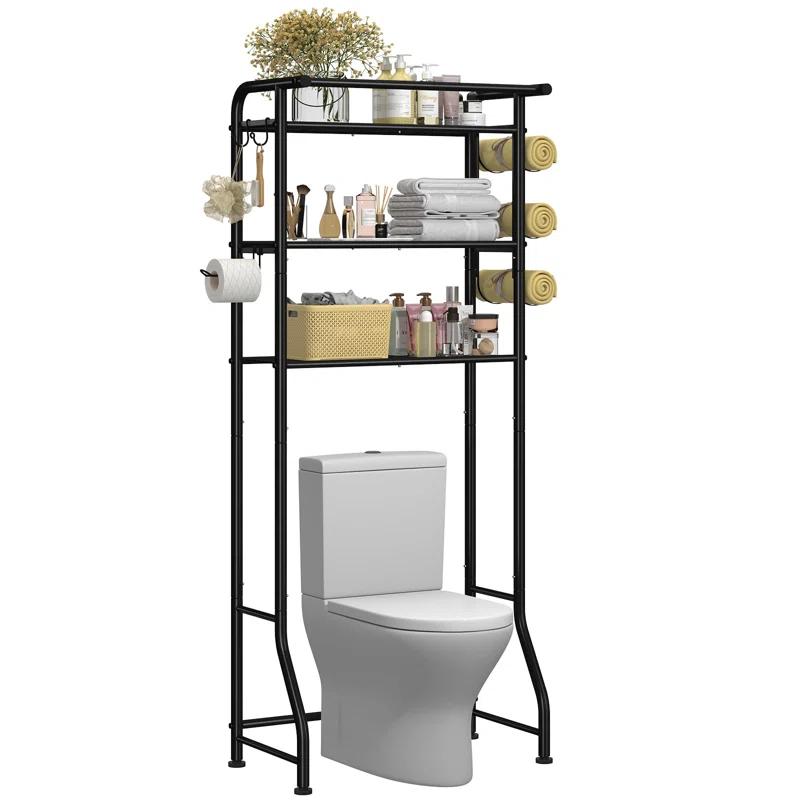 3 Tier Over The Toilet Rack, Shelf Bathroom, Bathroom Stand Organizer Space Saver, Black