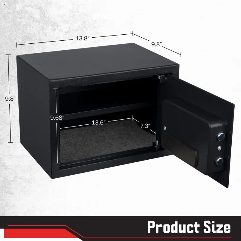 Stalwart Stalwart Electronic Safe - Digital Biometric Fingerprint Lock Box with 2 Override Keys (Black)