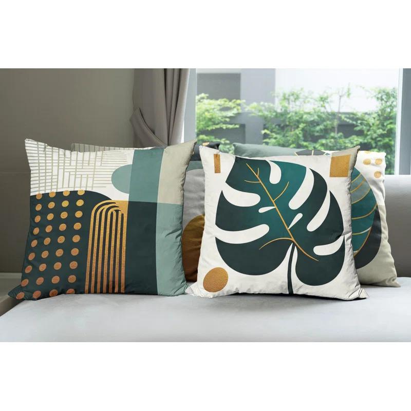 Dark Teal Orange Indoor/Outdoor Pillow Cover
