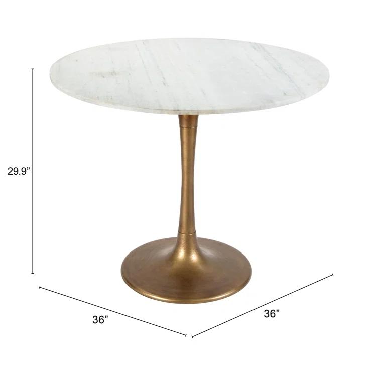 Zuo Hospitality Round Marble Top Dining Table
