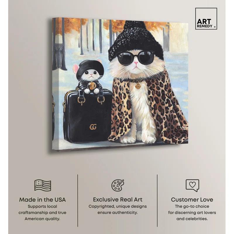 Art Remedy Friendly Fashion Canvas Cute Cat Art Prints by Art Remedy