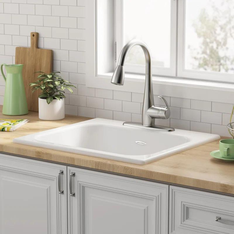 American Standard 77SB25223.308 Quince 25'' L Drop-In Single Bowl Cast Iron Kitchen Sink