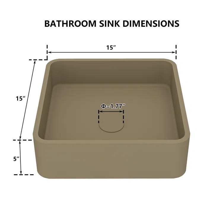 CASAINC CASAINC Maple 15.35'' Concrete Square Bathroom Sink CA-VS1020-TC
