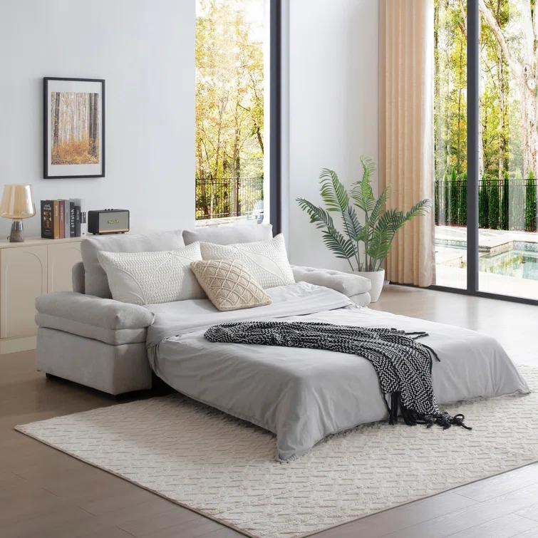 Latitude Run® Munos Full Size Convertible Sleeper Sofa, 77" Pull Out Sofa Bed