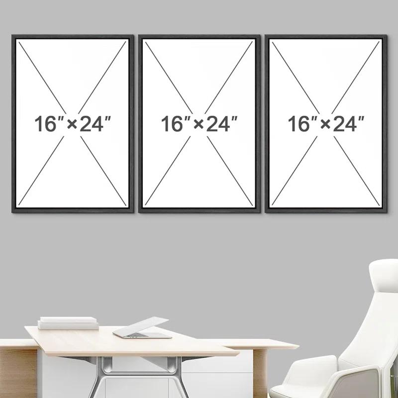 IDEA4WALL Mid Century Modern Boho IDEA4WALL Framed Canvas Print Wall Art Set Geometric Tropical Landscape Abstract Shapes Illustrations Minimalism Bohemian Decorative For Living Room, Bedroom, Office - 24"X36"X3 Natural