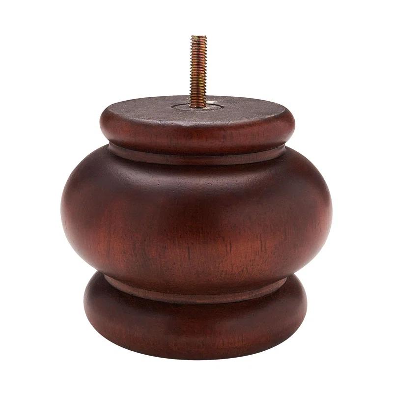 Architectural Products by Outwater L.L.C. 4 in x 4-7/8 in Stained Solid Hardwood Round Bun Foot (Set of 4)