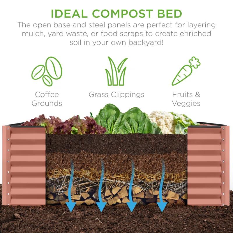 Arlmont & Co. Rosonda 8x4x2ft Outdoor Metal Raised Garden Bed, Planter Box for Vegetables, Flowers, Herbs