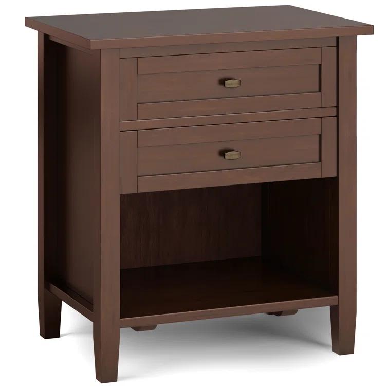 Simpli Home Warm Shaker 24"W Solid Wood Bedside Table with Two Drawers