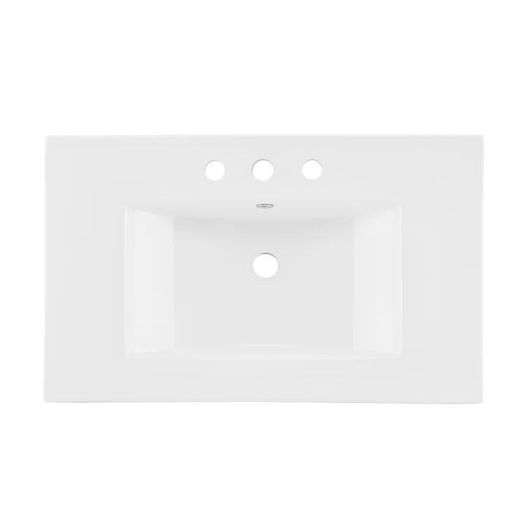 Jonathan Y Ancillary 3-Hole 30" Classic Contemporary Rectangular Ceramic Single Sink Basin Vanity Top