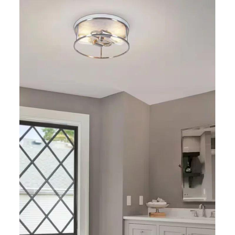 Marshel 13"W 2-Lightwith Black Marbled Base Flush Mount Light Fixture