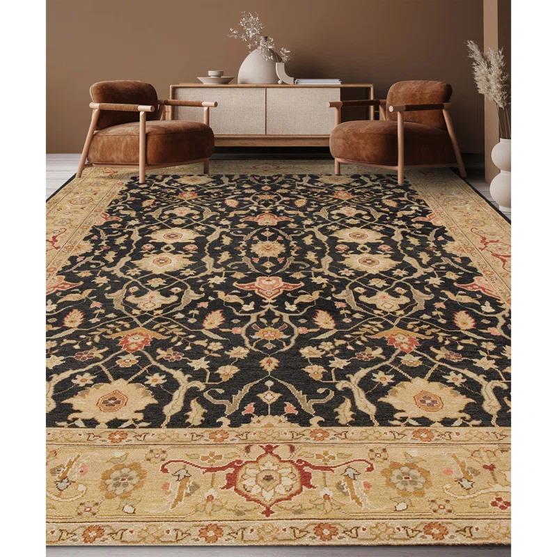 Bokara Rug Co., Inc. Rectangle Oriental Hand-Knotted Wool Area Rug in Black/Brown/Red