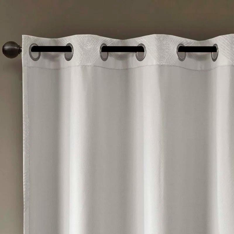 Madison Park Bentley Ogee Knitted Jacquard Geometric Total Blackout Single Curtain Panel
