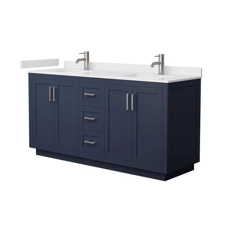 Wyndham Collection Miranda 66" Freestanding Double Bathroom Vanity with Cultured Marble Top