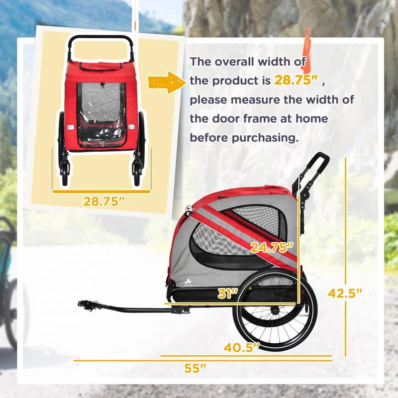 Aosom Foldable Pet Jogger Stroller with Detachable Carrier