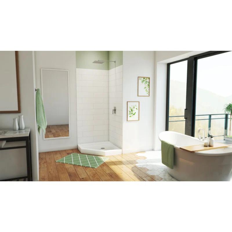 DreamLine DreamStone 36 in. D x 36 in. W Base and Wall Kit in White Modern Subway Pattern