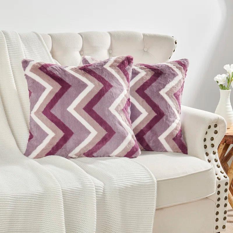 Home Soft Things Chevron Faux Fur Pillow Cover (Set of 2)