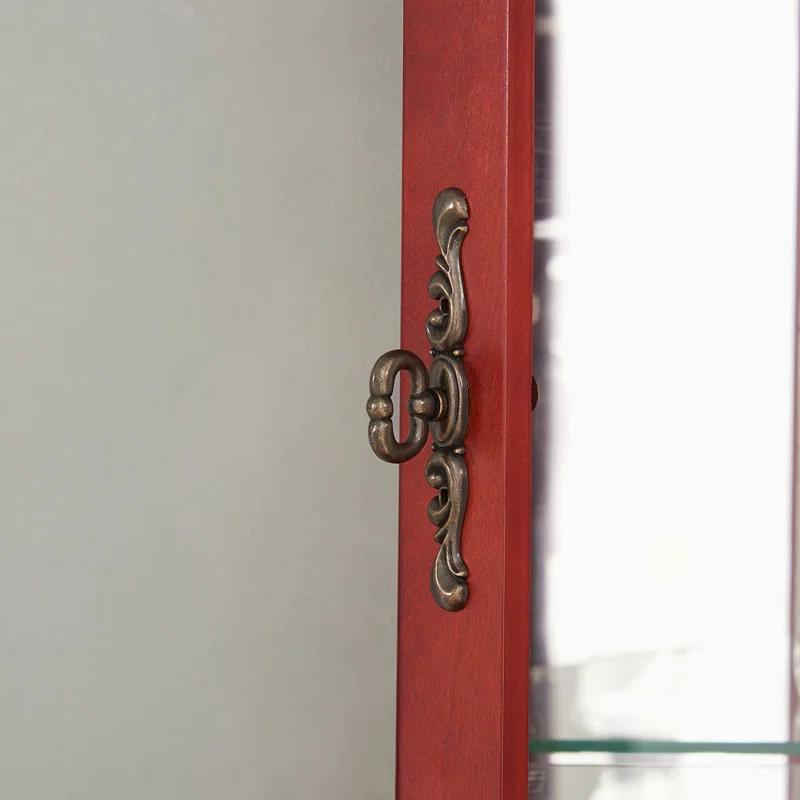 Lipoton Corner Curio Cabinet Lighted Corner Display, Glass Display Shelf Shelving Bar Cabinet With Tempered Glass Door, Bar Cabinet,Cabinet With Adjustable Shelf Glass Cabinet Shelves Bead Bulb Included