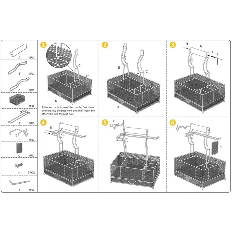 AMADA Large BBQ Utensil Storage Box With Drawer, Picnic Camping Storage Box With Paper Towel Holder, BBQ Tool Storage Box, Ideal Storage Box For Picnic Condiments And Outdoor Grill Accessories