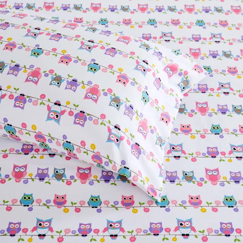 Sweet Home Collection Colorful Owls Microfiber Kids Sheet Set