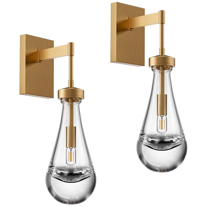 17 Stories Raindrop Thick Crystal Arm Wall Sconce (Set of 2)