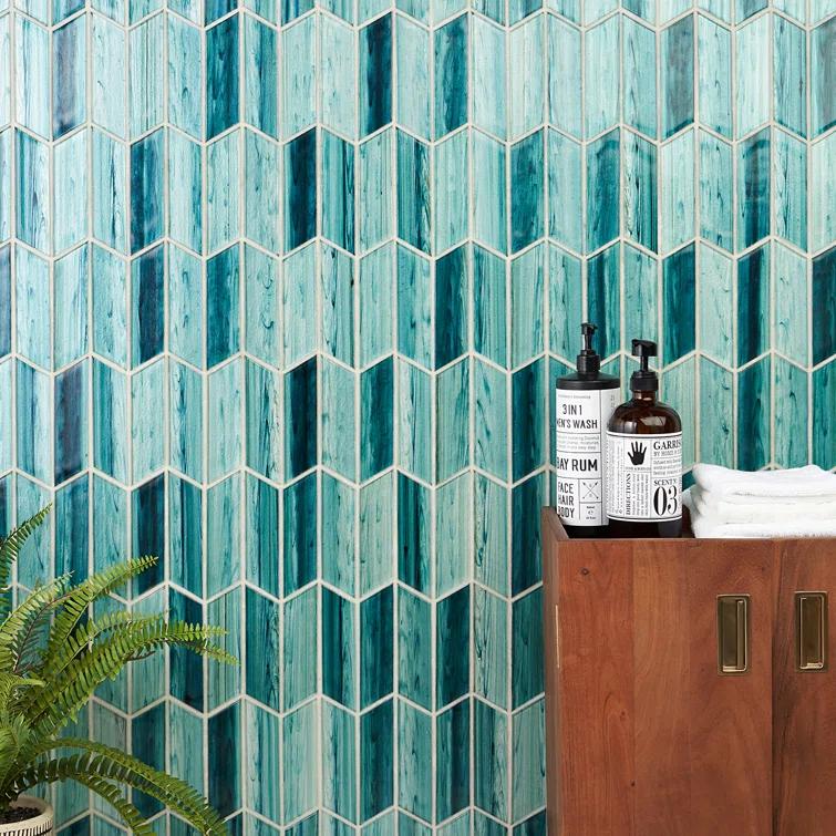 Bond Tile Tara Chevron 11.73 in. x 11.74 in. Molten Glass Mosaic Wall Tile (0.96 Sq. Ft. / Sheet)