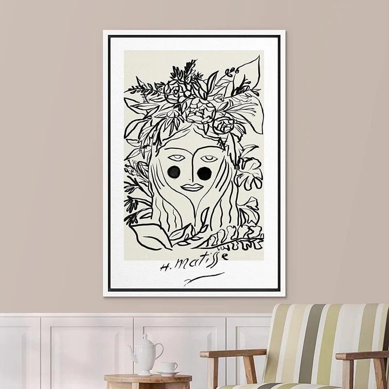 SIGNLEADER Abstract Black Floral Woman Artwork Modern Wall Art Framed Canvas by Henri Matisse Painting Print