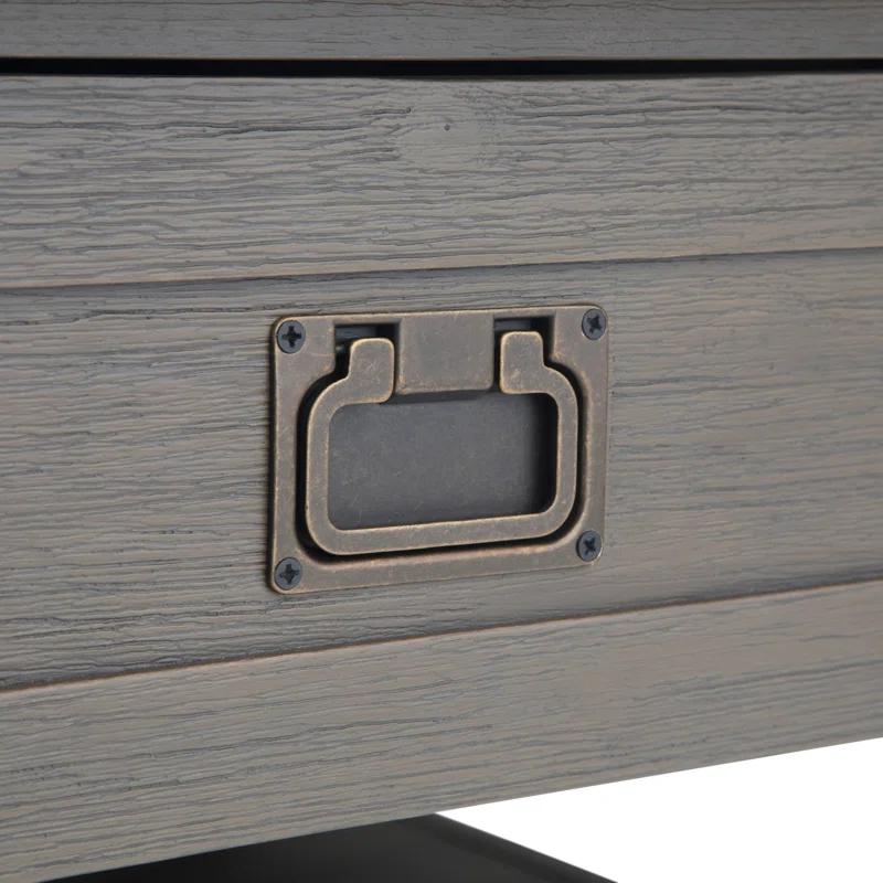 Simpli Home Monroe 38"W Solid Acacia Rustic Square Coffee Table with Large Drawer and Open Shelf