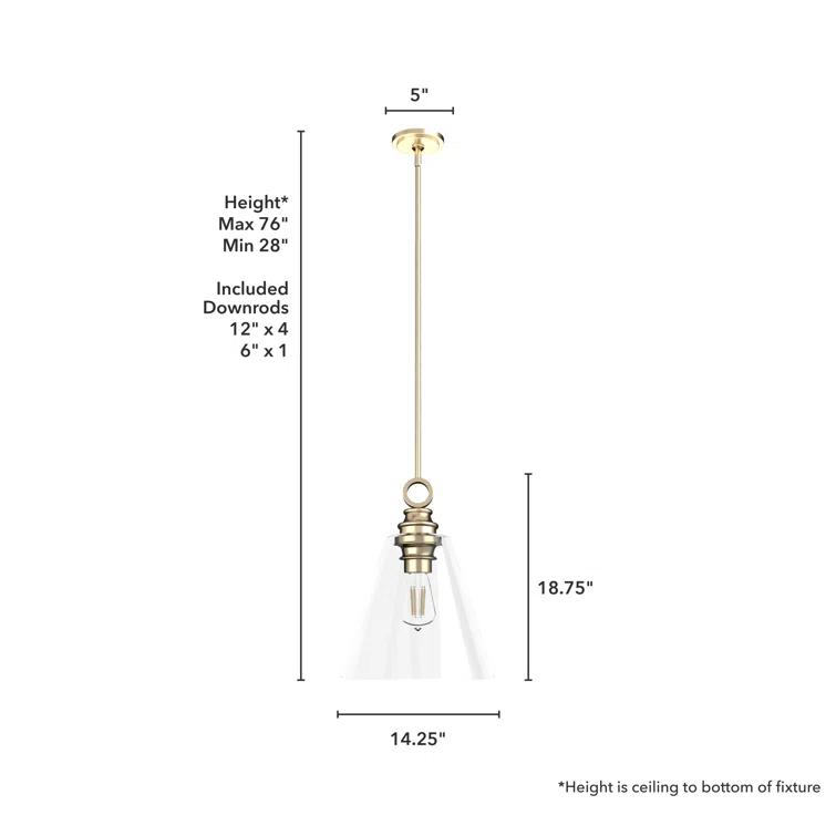 Hunter Fan Klein 1 Light Glass Cone Pendant