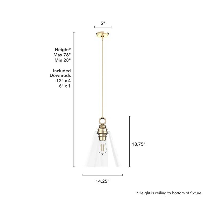 Hunter Fan Klein 1 Light Glass Cone Pendant