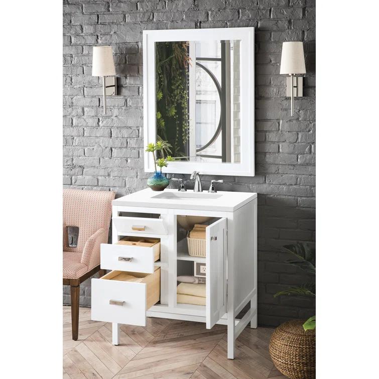 James Martin Vanities Addison 30'' Single Bathroom Vanity with Engineered Quartz Top