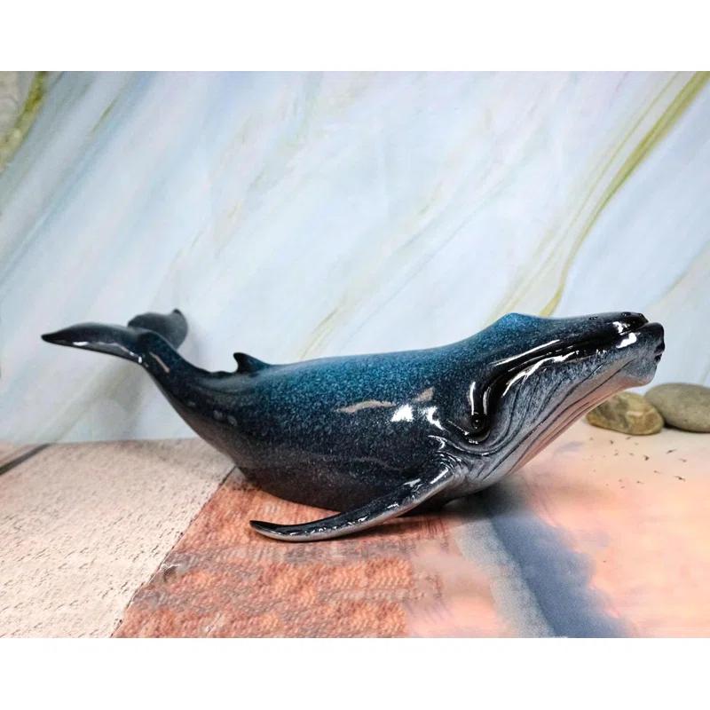 Highland Dunes Large Nautical Ocean Marine Baleen Humpback Whale Swimming Figurine 17"L