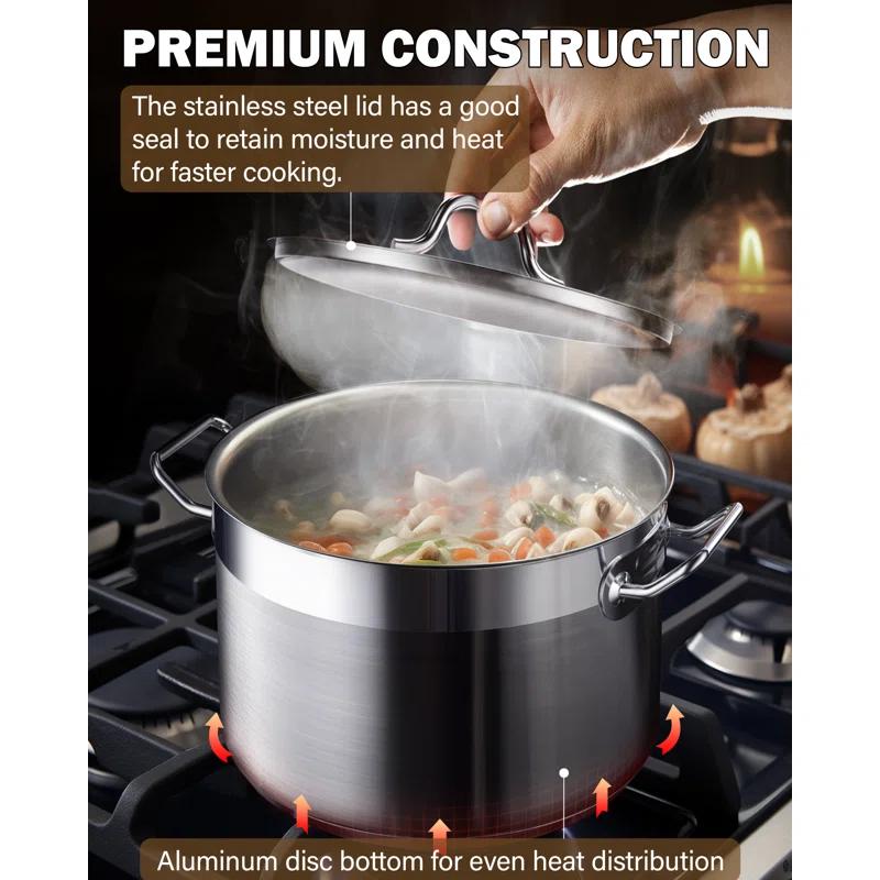 Cooks Standard Cooks Standard Professional Stainless Steel Stock Pot with Lid, Silver