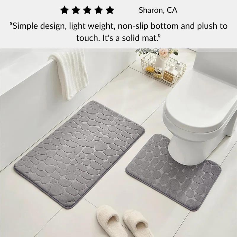 Evideco Contour Bath Rug Memory Foam Mat 3D Pebble 20”L x 20”W